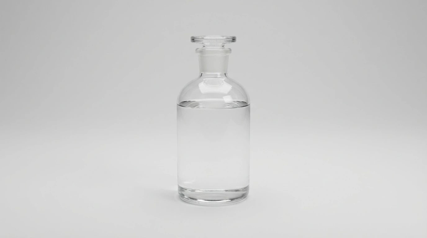 Diethyl Phthalate clear colorless liquid in a clean laboratory glass bottle