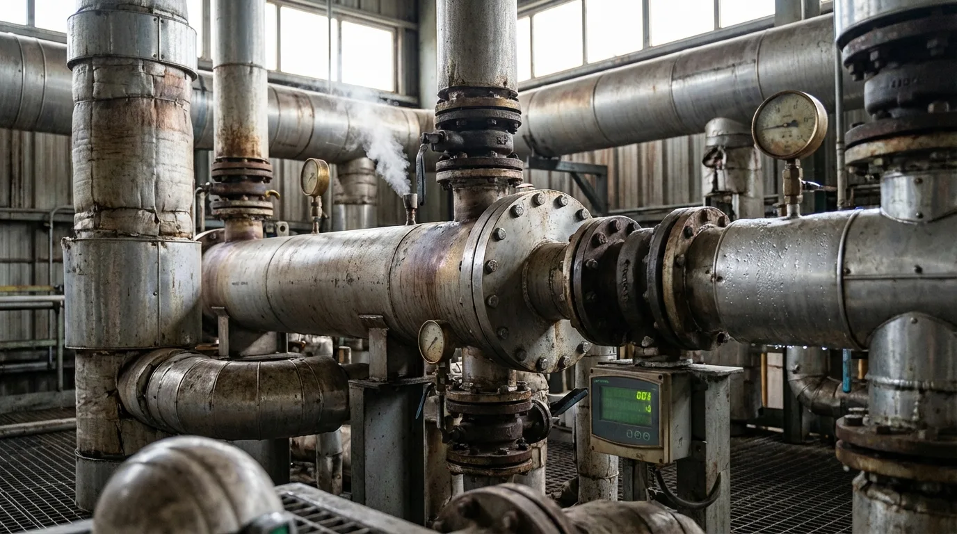 Industrial steam pipes and process infrastructure at IGPL Taloja
